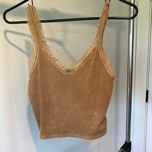 Women’s American Eagle brown acid wash tank top.